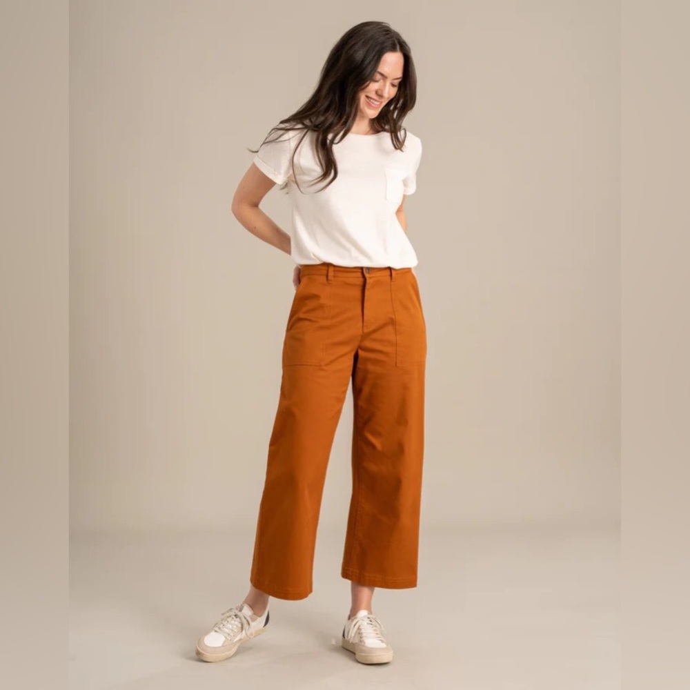 UNITED BY BLUE Twill Wide-leg Cropped Pant
